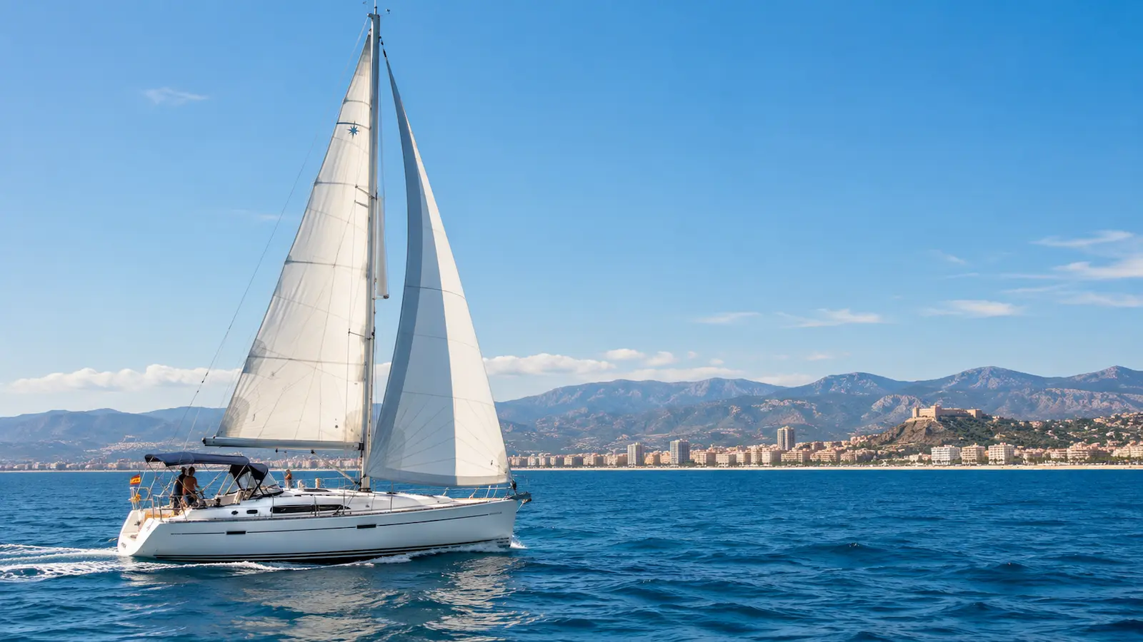 Velero navegando frente a Castellón durante las prácticas de la modalidad PER vela